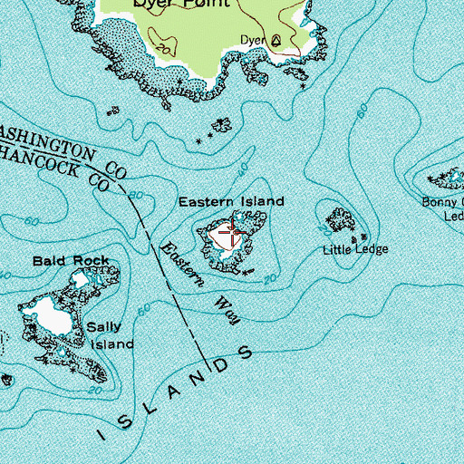 Topographic Map of Eastern Island, ME