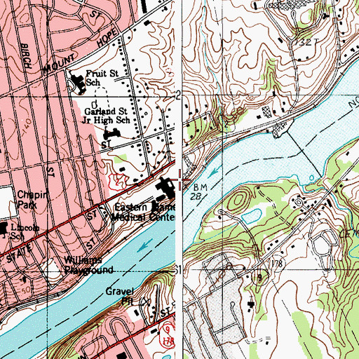 Topographic Map of Eastern Maine Medical Center, ME