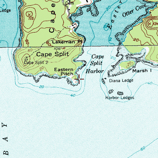 Topographic Map of Eastern Pitch, ME