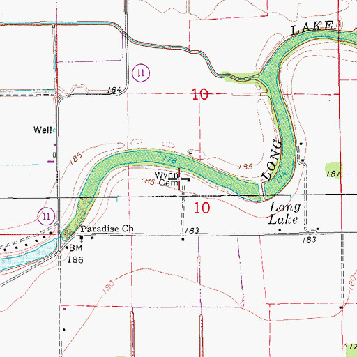 Topographic Map of Wynn Cemetery, AR
