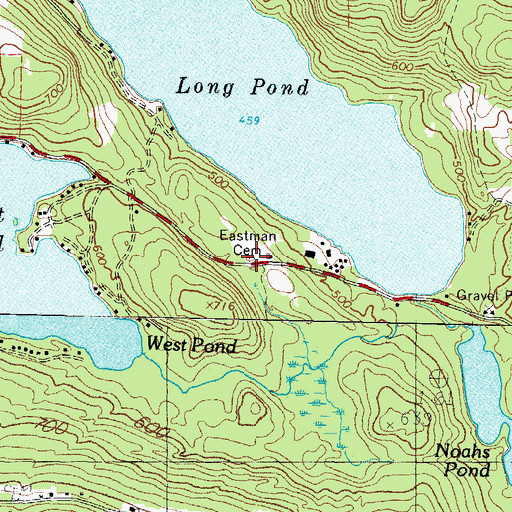 Topographic Map of Eastman Cemetery, ME