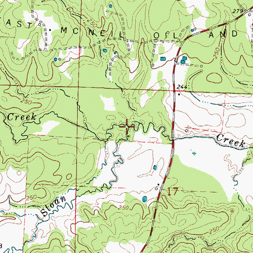 Topographic Map of Wynn Creek, AR