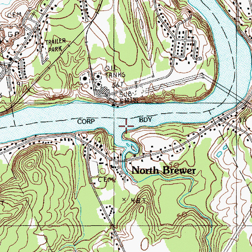 Topographic Map of Eaton Brook, ME