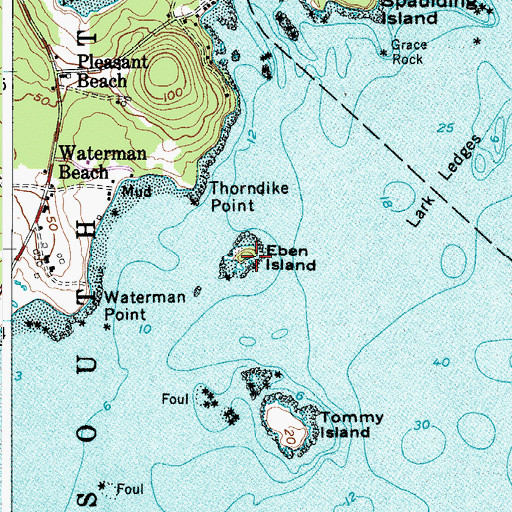 Topographic Map of Eben Island, ME