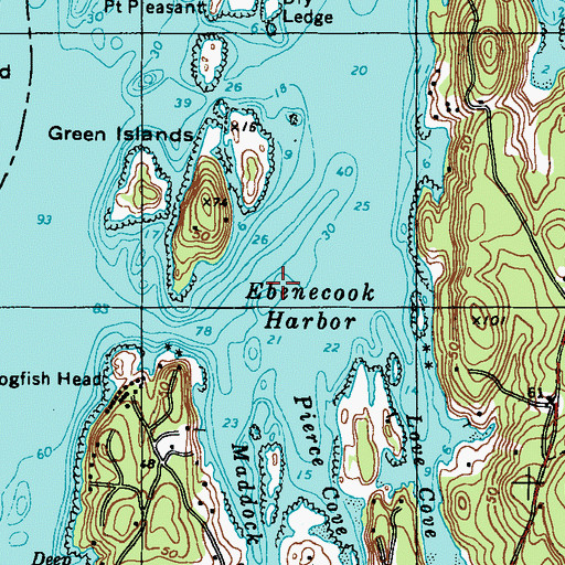 Topographic Map of Ebenecook Harbor, ME