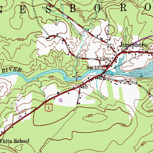 Topographic Map of Ebenezer Brook, ME