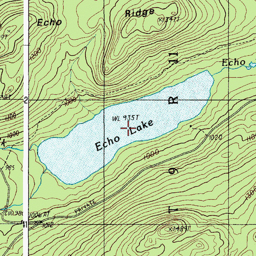 Topographic Map of Echo Lake, ME