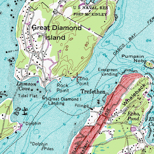 Topographic Map of Echo Point, ME