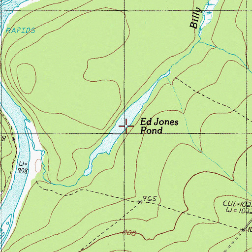 Topographic Map of Ed Jones Pond, ME