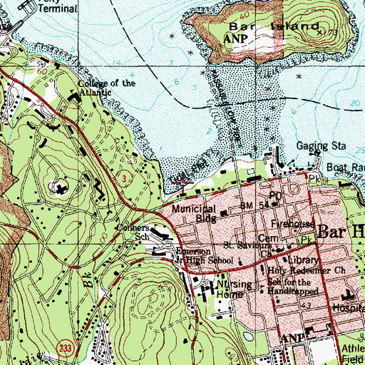 Topographic Map of Eddie Brook, ME