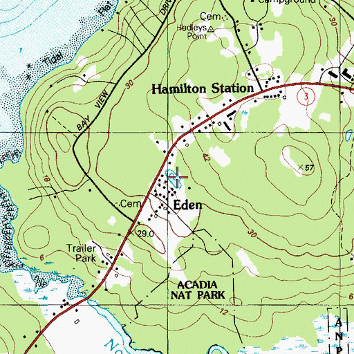 Topographic Map of Eden, ME