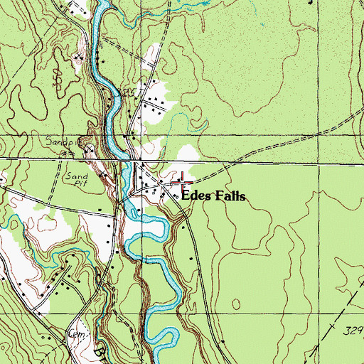 Topographic Map of Edes Falls, ME
