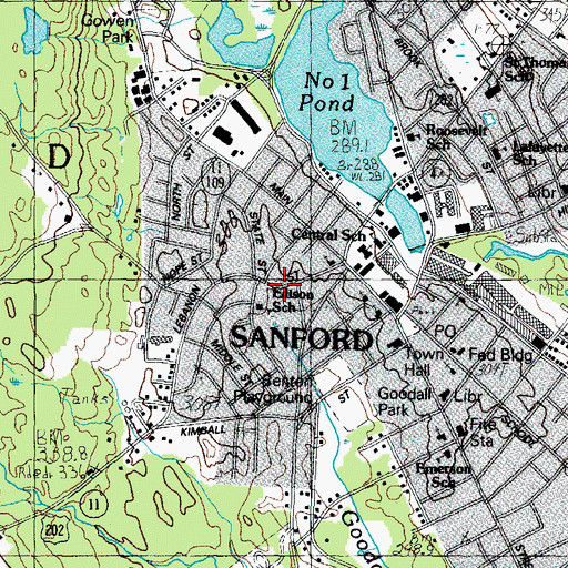 Topographic Map of Edison School, ME