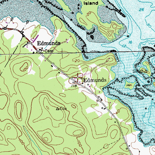Topographic Map of Edmunds, ME
