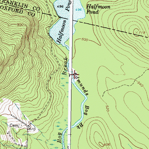 Topographic Map of Edmunds Bog Brook, ME