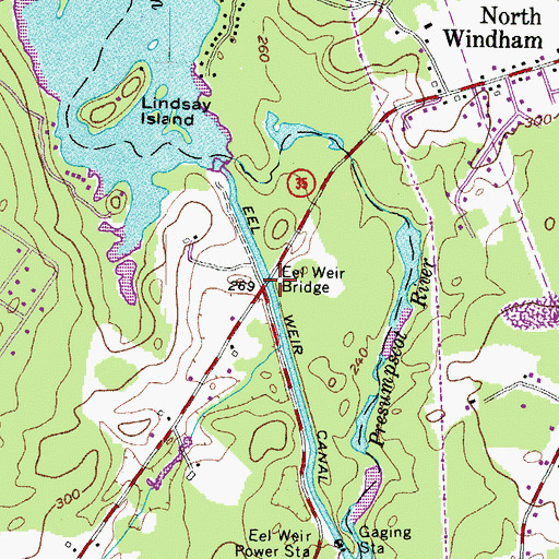Topographic Map of Eel Weir Bridge, ME