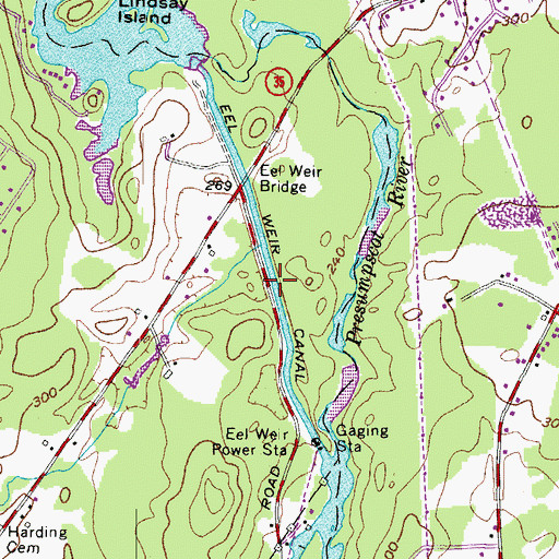 Topographic Map of Eel Weir Canal, ME