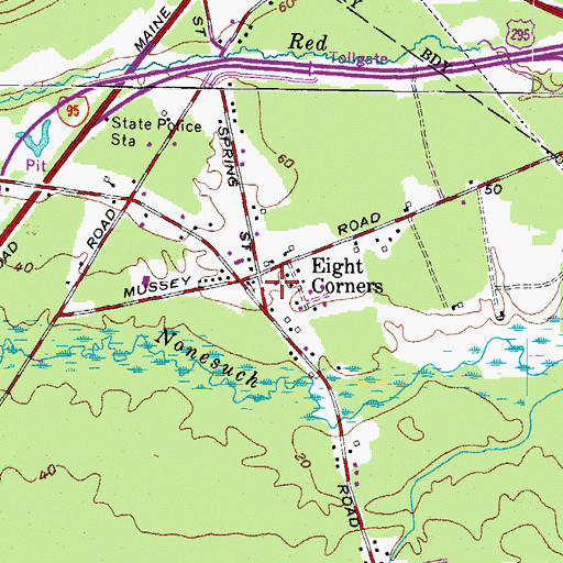 Topographic Map of Eight Corners, ME