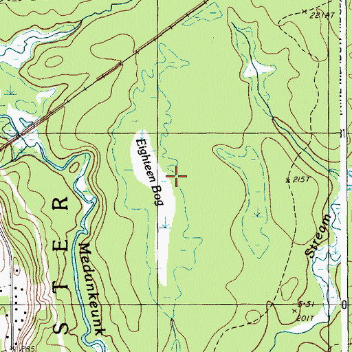 Topographic Map of Eighteen Bog, ME