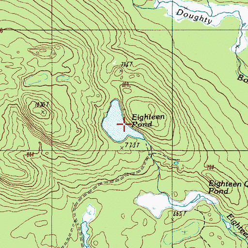Topographic Map of Eighteen Pond, ME
