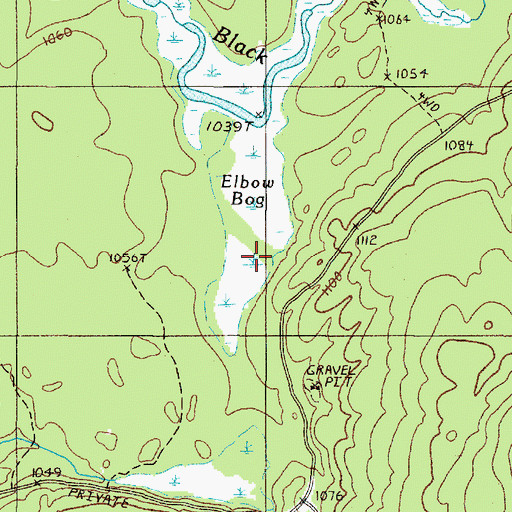 Topographic Map of Elbow Bog, ME