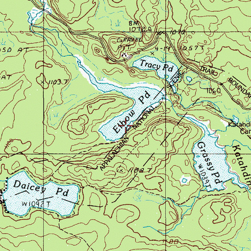 Topographic Map of Elbow Pond, ME