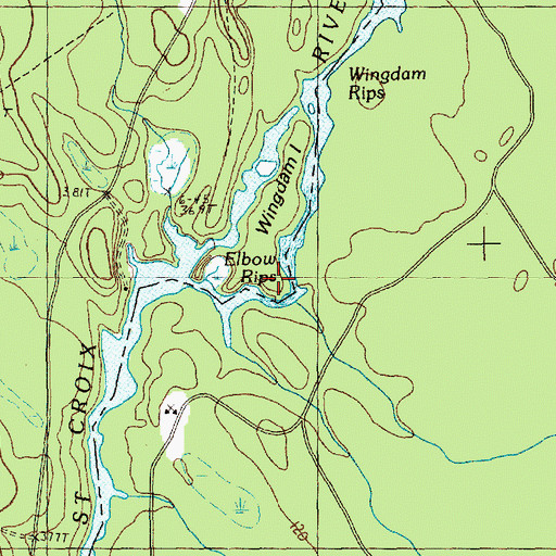 Topographic Map of Elbow Rips, ME