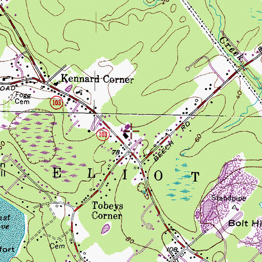 Topographic Map of Eliot Elementary School, ME