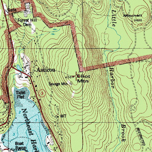 Topographic Map of Eliot Mountain, ME