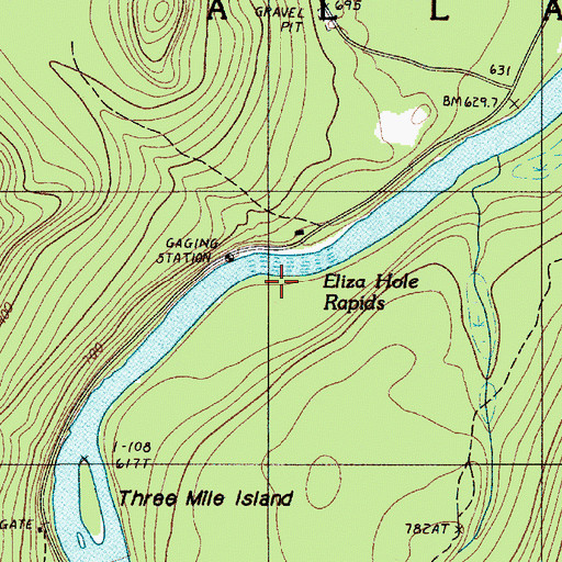 Topographic Map of Eliza Hole Rapids, ME