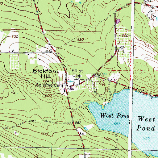 Topographic Map of Elliot Cemetery, ME