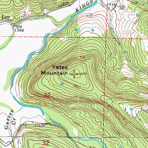 Topographic Map of Yates Mountain, AR