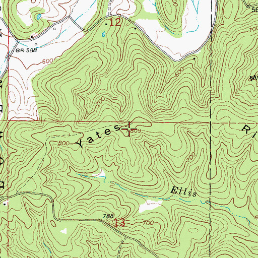 Topographic Map of Yates Ridge, AR