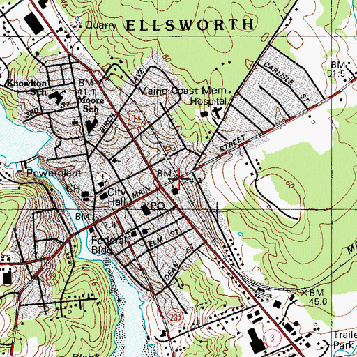 Topographic Map of Ellsworth, ME