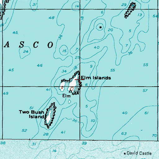 Topographic Map of Elm Islands, ME