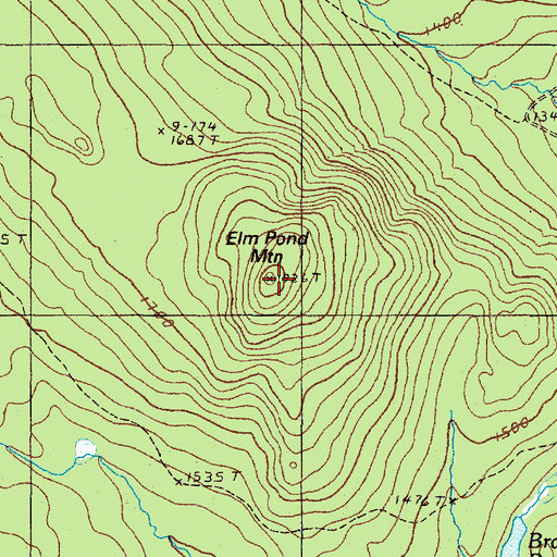 Topographic Map of Elm Pond Mountain, ME
