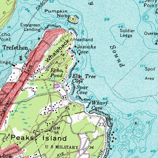 Topographic Map of Elm Tree Cove, ME