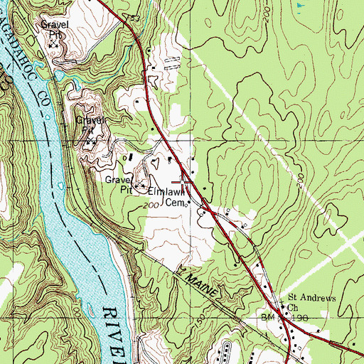 Topographic Map of Elmlawn Cemetery, ME