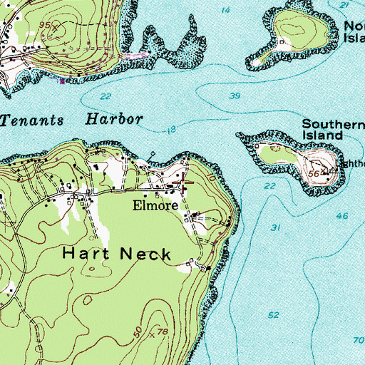 Topographic Map of Elmore, ME