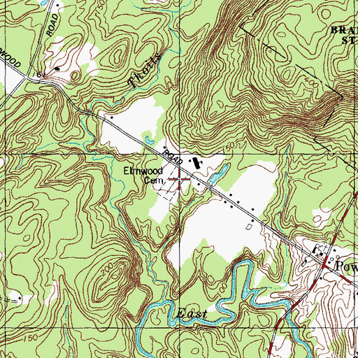 Topographic Map of Elmwood Cemetery, ME