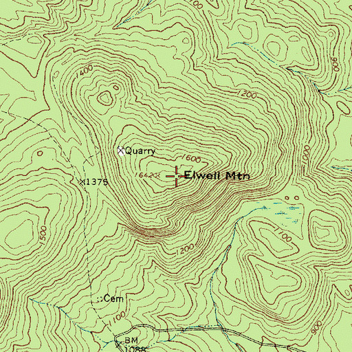 Topographic Map of Elwell Mountain, ME