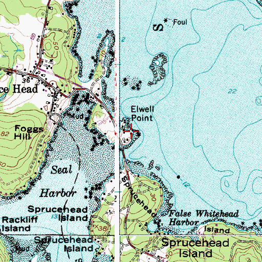 Topographic Map of Elwell Point, ME