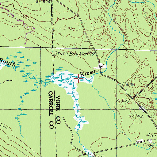 Topographic Map of Emerson Brook, ME