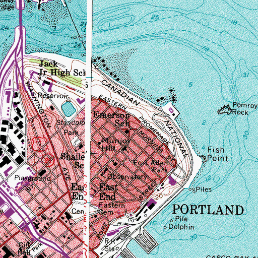 Topographic Map of Emerson School, ME