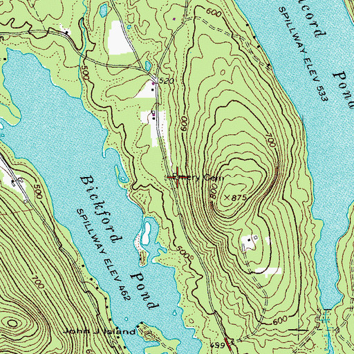 Topographic Map of Emery Cemetery, ME