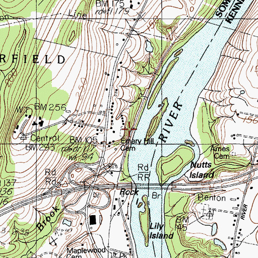 Topographic Map of Emery Hill Cemetery, ME
