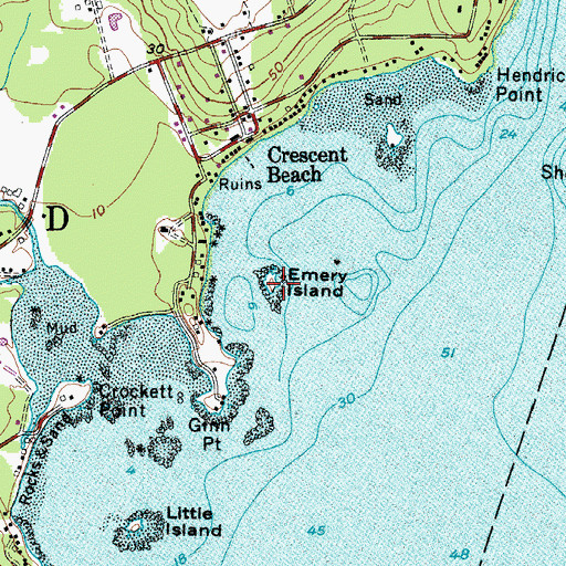 Topographic Map of Emery Island, ME