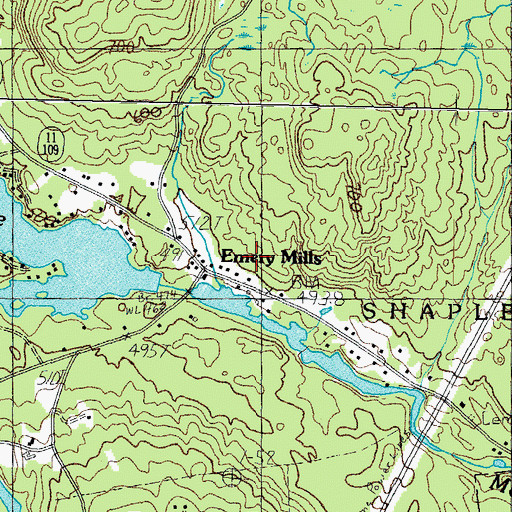 Topographic Map of Emery Mills, ME