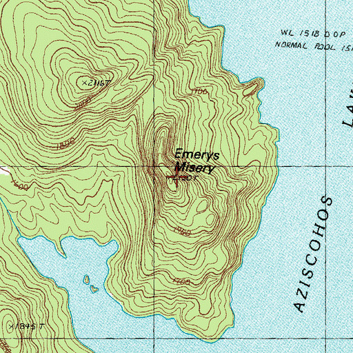 Topographic Map of Emerys Misery, ME