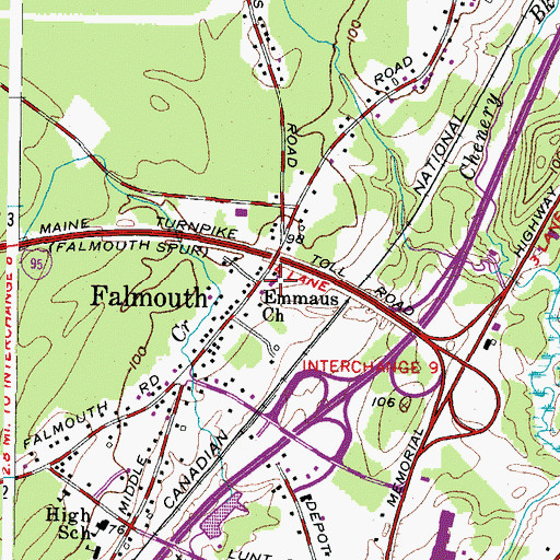 Topographic Map of Emmaus Lutheran Church, ME